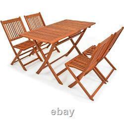 CASARIA Wooden Garden Dining Table Chairs Set 4 Seater Foldable Patio Furniture