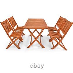 CASARIA Wooden Garden Dining Table Chairs Set 4 Seater Foldable Patio Furniture