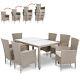 Casaria Poly Rattan Garden Furniture Dining Table Chairs Set Beige Outdoor Patio