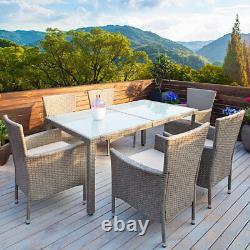 Casaria Poly Rattan Garden Furniture Dining Table Chairs Set Beige Outdoor Patio