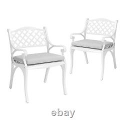 Cast Aluminium Garden Patio Table Chairs with Grey Cushion Furniture Dining Set