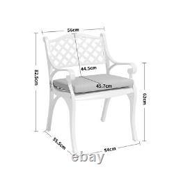 Cast Aluminium Garden Patio Table Chairs with Grey Cushion Furniture Dining Set