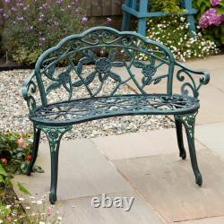 Cast Iron Garden Bench Metal Frame 2 Seater Patio Furniture Outdoor Seating