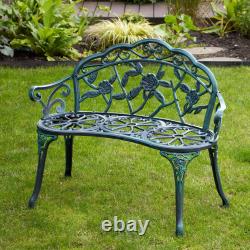 Cast Iron Garden Bench Metal Frame 2 Seater Patio Furniture Outdoor Seating