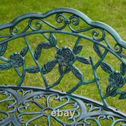 Cast Iron Garden Bench Metal Frame 2 Seater Patio Furniture Outdoor Seating