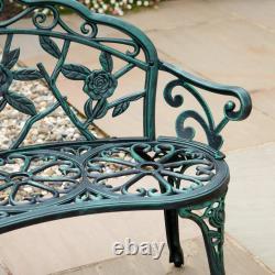 Cast Iron Garden Bench Metal Frame 2 Seater Patio Furniture Outdoor Seating