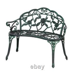 Cast Iron Garden Bench Metal Frame 2 Seater Patio Furniture Outdoor Seating