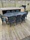 Cast Aluminium Garden Table And 8 Chairs Vintage Furniture Patio Set Large