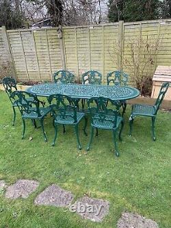 Cast aluminium garden table and 8 Chairs Vintage Furniture Patio Set Large