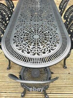 Cast aluminium garden table and 8 Chairs Vintage Furniture Patio Set Large