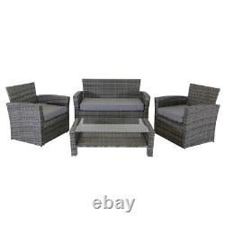 Charles Bentley Deluxe Modern 4 Piece Rattan Garden Patio Furniture Set Grey