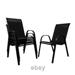 Choose from a Pack of 4 or 6 Garden Patio Textilene Furniture Chairs in Black