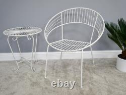 Conservatory Bistro Set Retro Garden Furniture 2 Patio Chairs Metal Coffee Table