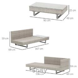 Corner Garden Furniture Conservatory Patio Set Rattan Metal Sofa Lounge Table