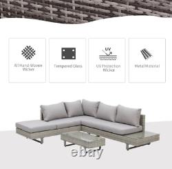 Corner Garden Furniture Conservatory Patio Set Rattan Metal Sofa Lounge Table