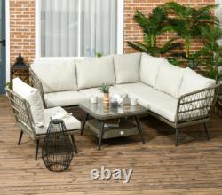 Corner Rattan Furniture Garden Lounge Sofa Chair Table Set Wicker Woven Patio