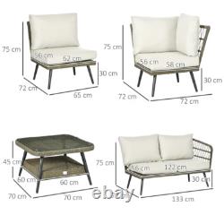 Corner Rattan Furniture Garden Lounge Sofa Chair Table Set Wicker Woven Patio