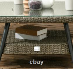 Corner Rattan Furniture Garden Lounge Sofa Chair Table Set Wicker Woven Patio