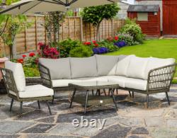 Corner Rattan Furniture Garden Lounge Sofa Chair Table Set Wicker Woven Patio