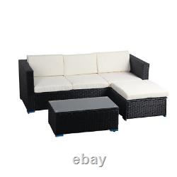 Corner Rattan Sofa Set Outdoor Garden Furniture Patio L-Shaped With Table