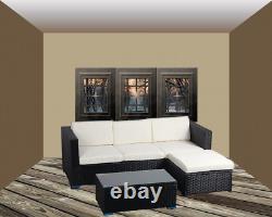 Corner Rattan Sofa Set Outdoor Garden Furniture Patio L-Shaped With Table