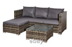 Corner Sofa Rattan Garden L-Shaped 4 Seater Furniture Set Indoor & Outdoor Patio