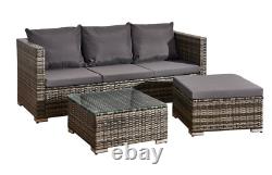 Corner Sofa Rattan Garden L-Shaped 4 Seater Furniture Set Indoor & Outdoor Patio