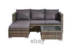 Corner Sofa Rattan Garden L-Shaped 4 Seater Furniture Set Indoor & Outdoor Patio
