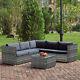 Corner Sofa Set L Shape Outdoor Patio Rattan Garden Furniture Table & Cushions