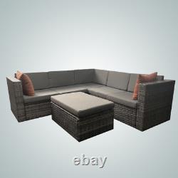 Corner Sofa Set L Shape Outdoor Patio Rattan Garden Furniture Table & Cushions