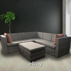 Corner Sofa Set L Shape Outdoor Patio Rattan Garden Furniture Table & Cushions