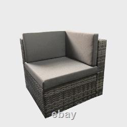 Corner Sofa Set L Shape Outdoor Patio Rattan Garden Furniture Table & Cushions