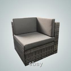 Corner Sofa Set L Shape Outdoor Patio Rattan Garden Furniture Table & Cushions