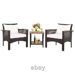 Costway 3 Pcs Patio Sofa Furniture Set Outdoor Garden PE Rattan conversation Set