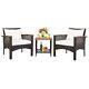 Costway 3 Pcs Patio Sofa Furniture Set Outdoor Garden Pe Rattan Conversation Set