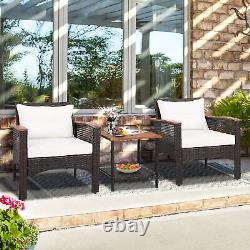 Costway 3 Pcs Patio Sofa Furniture Set Outdoor Garden PE Rattan conversation Set