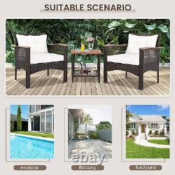 Costway 3 Pcs Patio Sofa Furniture Set Outdoor Garden PE Rattan conversation Set