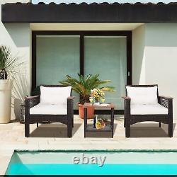 Costway 3 Pcs Patio Sofa Furniture Set Outdoor Garden PE Rattan conversation Set