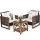 Costway 3pcs Patio Furniture Set Outdoor Garden Conversation Set With Cushions