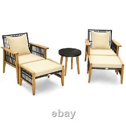 Costway 5 Pcs Patio Furniture Set Garden Wicker Woven Chair Set withCushions