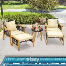 Costway 5 Pcs Patio Furniture Set Garden Wicker Woven Chair Set withCushions