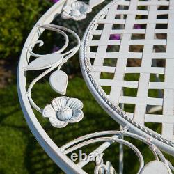 Cream Bistro Set Outdoor Patio Garden Furniture Table and 2 Chairs Metal Frame