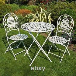 Cream Bistro Set Outdoor Patio Garden Furniture Table and 2 Chairs Seconds