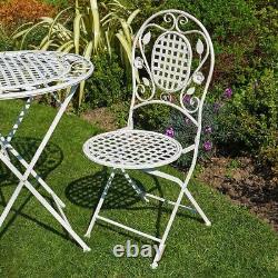 Cream Bistro Set Outdoor Patio Garden Furniture Table and 2 Chairs Seconds