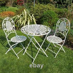 Cream Bistro Set Outdoor Patio Garden Furniture Table and 2 Chairs Seconds