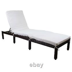 Cream Rattan Sun Lounger Outdoor Garden Patio Furniture Recliner Relaxer Day Bed