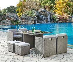 Cube Rattan Garden Furniture Outdoor 9 Piece Set Conservatory Patio Dining Cover