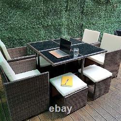 Cube Rattan Garden Furniture Set Chairs Sofa Table Outdoor Patio Wicker 8 Brown