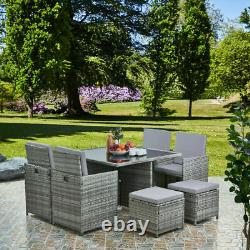 Cube Rattan Garden Furniture Set Chairs Sofa Table Outdoor Patio Wicker 8 Seater