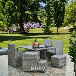 Cube Rattan Garden Furniture Set Chairs Sofa Table Outdoor Patio Wicker 8 Seater